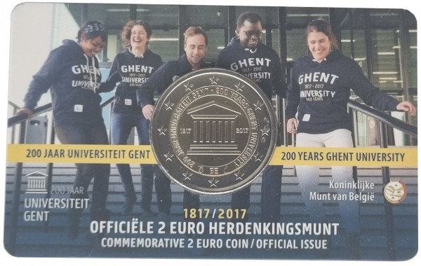 Belgien 2 Euro Gedenkmünze - 200 Jahre Universität Gent 2017 in Coincard