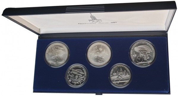 40 Rubel Silbermünzen - Satz Olympiade 1980 Moskau im Etui