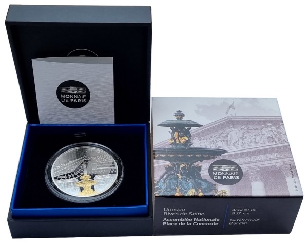 Frankreich 10 Euro Silbermünze Ufer der Seine 2017 PP (Place de la Concorde) im Etui