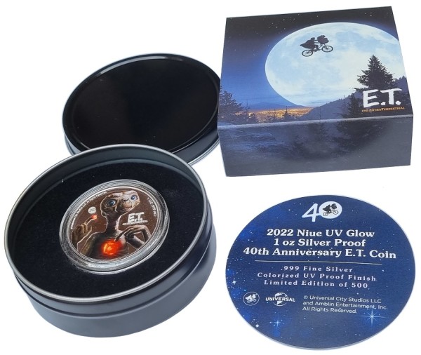 Niue 1 Oz Silber ET - Der Außerirdische 2022 Polierte Platte im Etui nur 500 Stück! SELTEN
