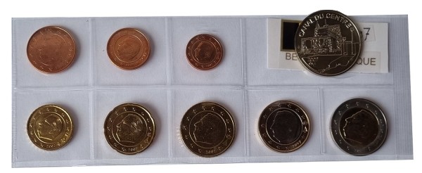 Belgien 3,88 Euro Kursmünzensatz 2007 lose Bankfrisch mit Medaille