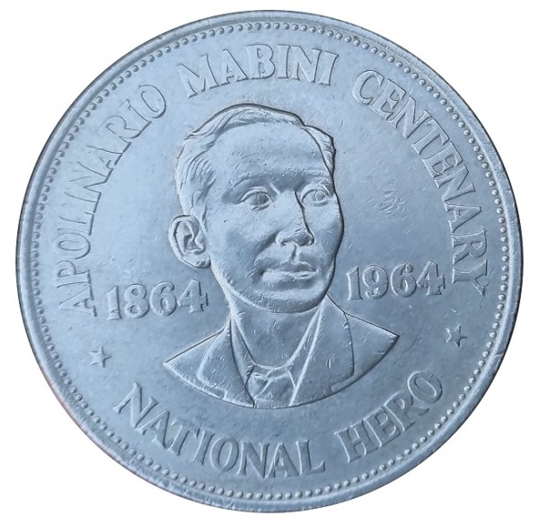 Philippinen 1 Peso Silber 1964 - 100. Geburtstag Apolinario Mabini Centenary