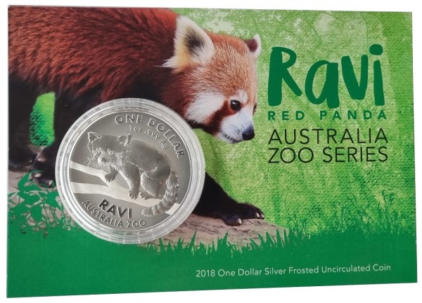 Australien 1 Oz Silber Ravi - Red Panda 2018 im Blister. Australia Zoo Serie