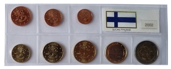 Finnland 3,88 Euro Kursmünzensatz 2002 lose Bankfrisch