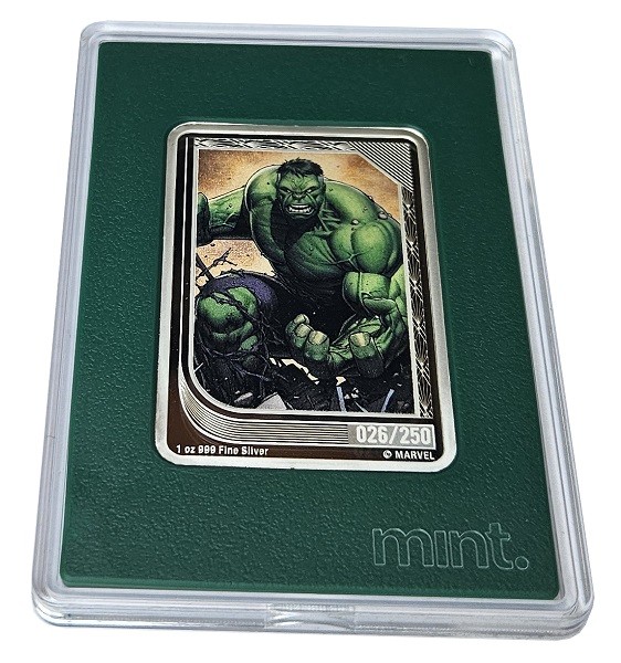 Hulk Mint Trading Grüne Karte 26/250 - Niue 1 Oz Silber 2023 Polierte Platte
