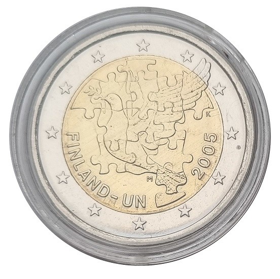 Finnland 2 Euro Gedenkmünze - 50 Jahre UN 2005 in Münzkapsel