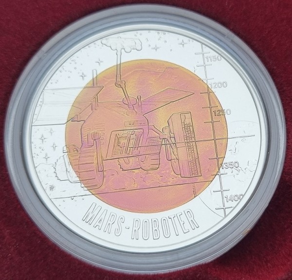 Österreich 25 Euro Silber Niob Münze Robotik Mars Roboter 2011 Handgehoben