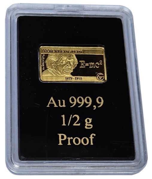 Deutschland 0,5 gr Goldbarren - Albert Einstein Polierte Platte in Münzkapsel