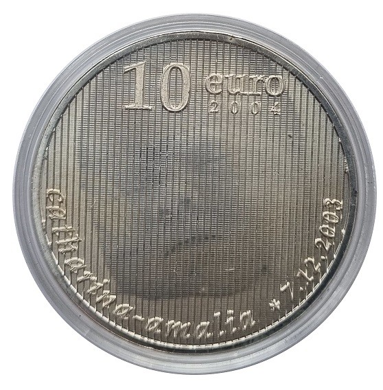 Niederlande 10 Euro Silber Geburt Amalia 2004 Stempelglanz in Münzkapsel