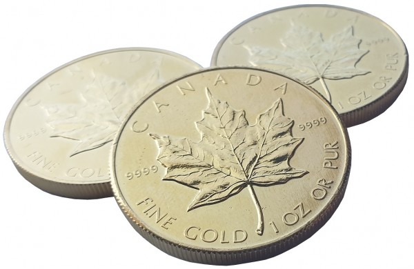 1 Oz Gold Maple Leaf Canada - Diverse Jahrgänge: 31,1 gr 999,9/1000 Gold