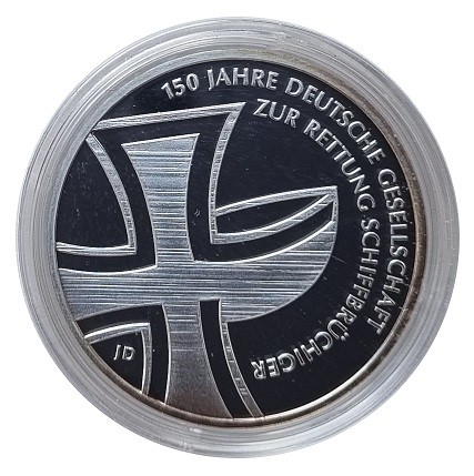 BRD: 10 Euro Silber Gedenkmünze Deutsche Gesellschaft zur Rettung Schiffbrüchiger 2015 Spiegelglanz