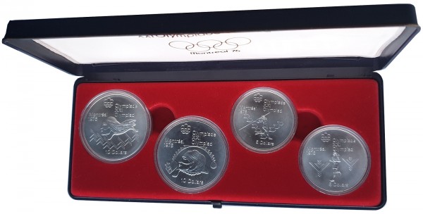 Kanada 4 Silbermünzen 1975 Olympiade Montreal 1976